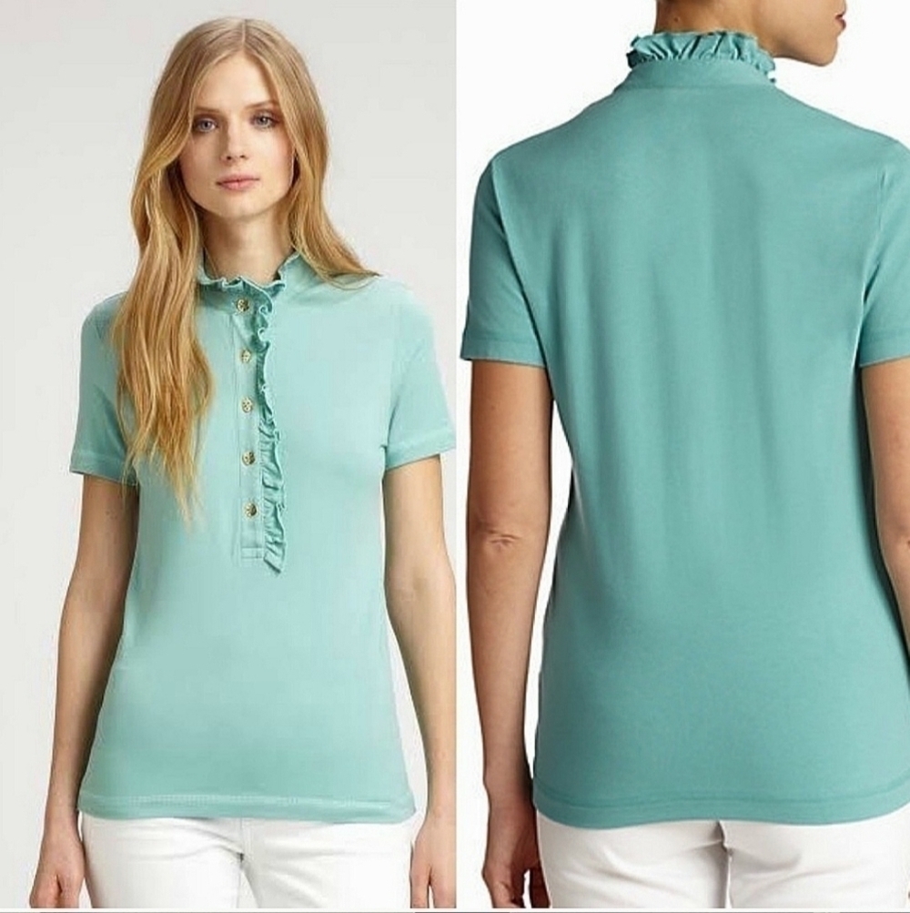 TORY Birch Mock Neck Short Sleeve Polo shirt top